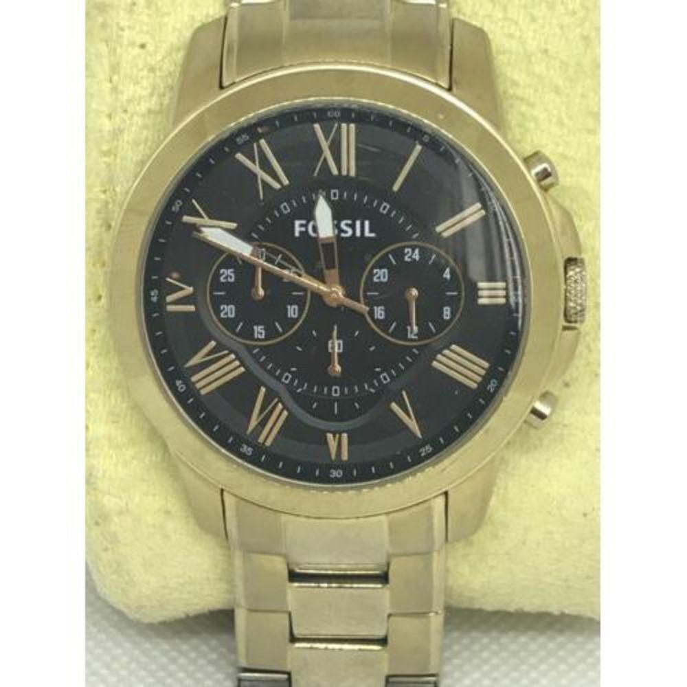 Fossil FS4815 Men's Watch Chronograph Stainless Steel Gold 44mm Case Analog D30